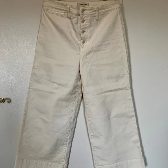 Madewell Emmett Wide Leg Crop Pants Women's White Size 31 - see last photo - Picture 2 of 6